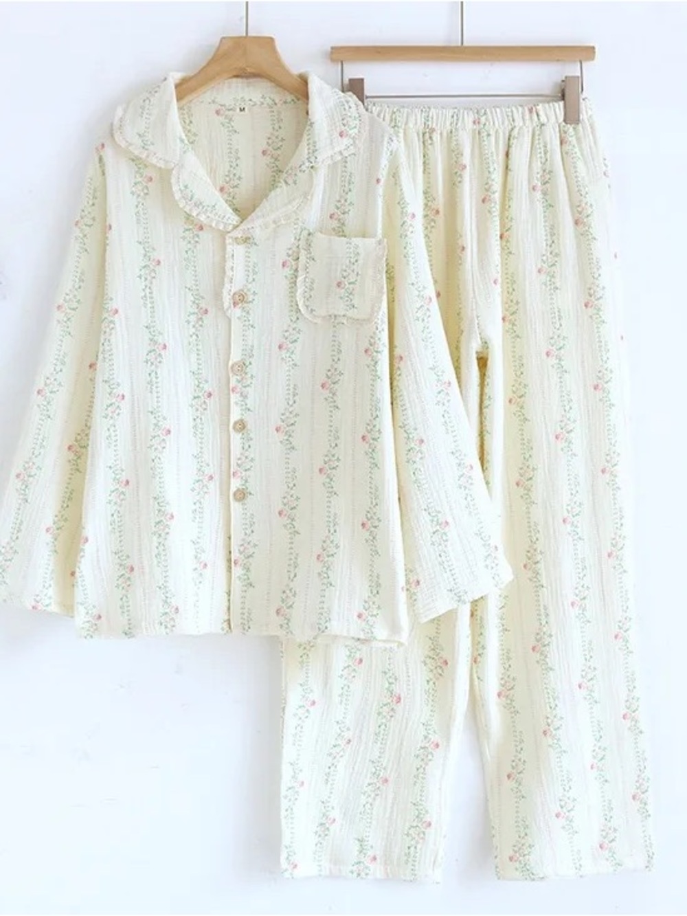 Womens Muslin 100% Cotton Floral Pajama Set